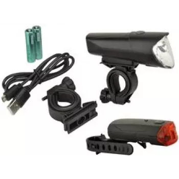 FISCHER kolesarski LED-komplet osvetlitve 40/20/10 luksov, odobren po StVZO, črn (85346)