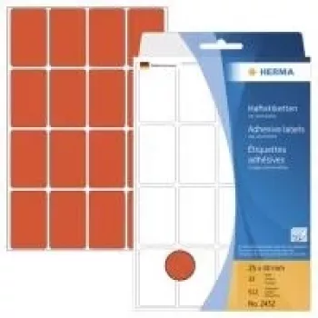 HERMA trajne nalepke rdeče 25 x 40 mm 512 nalepk (32 listov x 16) 2452