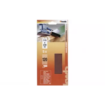 kwb 818912 brusni papir v listih, zrnatost 120, 230 mm x 115 mm, 5 kosov