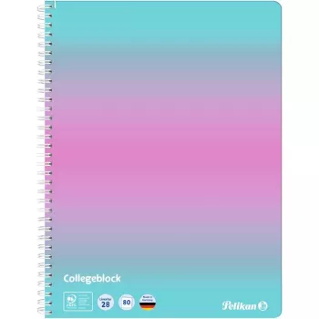 Pelikan Collegeblock Color Edition A4 mint/roza črtan z 2 robovoma, 80 listov, 70 g/m² brezlesni, 4-krat luknjan, 1 kos 400197019