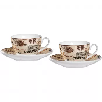 Ritzenhoff & Breker CREMA komplet za kapučino, 4-delni, porcelan, potisk motiva, primeren za pomivalni stroj 422108
