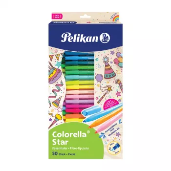 Pelikan Colorella Star C302/50 set flomastrov, 50 različnih barv, črnilo na vodni osnovi, pralno, prezračeni pokrovčki 825092