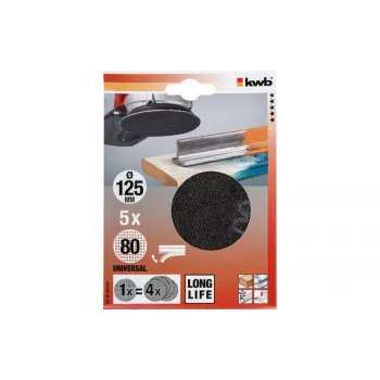 kwb 491308 brusni koluti za krožno brusilko, zrnatost 80, Ø 125 mm, 5 kosov
