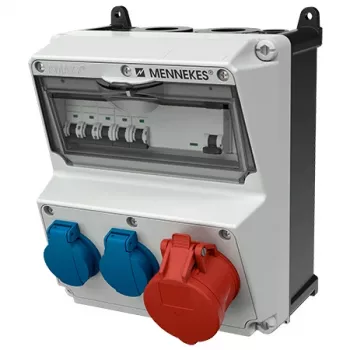 MENNEKES AMAXX kombinacija vtičnic, IP44, 32A, 400V, 1x CEE 32A 5p, 2x Schuko 16A, zaščitno stikalo na diferenčni tok 30mA, odklopnik 920080