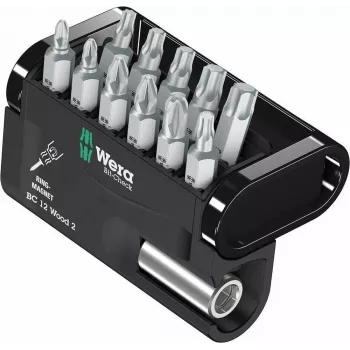 Wera Bit-Check BC 12 Wood 2 set bitov za vijačenje, 12-delni, 1/4 inch šestrobni pogon, 25 mm biti, BiTorsion, PH/PZ/TX 05057422001