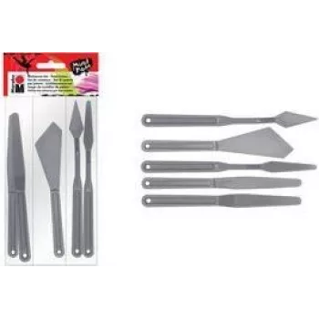 Marabu set slikarskih nožev, plastika, 5 kosov, za pastozne barve, strukturne paste, akrilne barve, oljne barve, gele 0173000000031