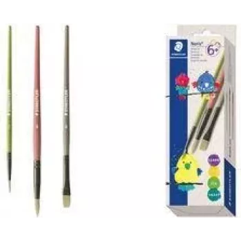 STAEDTLER Noris set sintetičnih čopičev, 3 kosi, različne barve, ročaji iz reciklirane plastike, kovinske objemke (989R-S BK3)