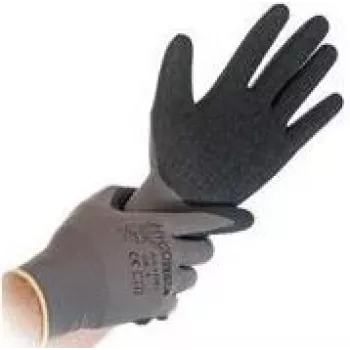 HYGOSTAR Skill delovne rokavice sivo-črne velikost S najlonska fino pletenina polimerna prevleka 1/4 potopitev paket 12 kosov 33986