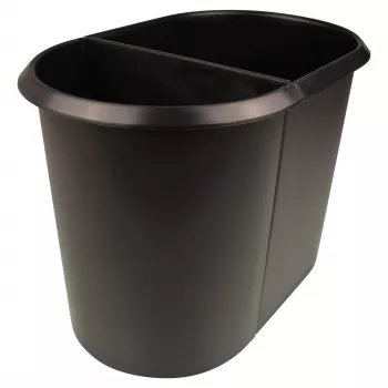 HELIT the double koš za papir, ovalen, 20 L, črn, PE, brez pokrova, del 1 (H6103795)