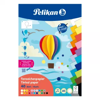 Pelikan blok barvnega kartona DIN A5, 40 listov, 120 g/m², 21 barv, lepljen na zgornjem robu 300002259