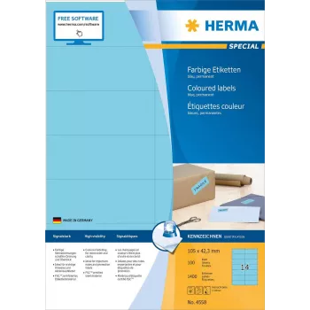 HERMA 4558 pravokotne modre samolepilne etikete, 13 x 38 mm, 1400 etiket