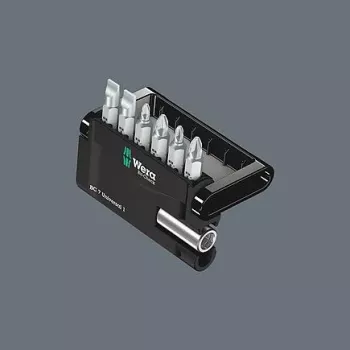 Wera 05073406001 set izvijačnih bitov iz nerjavnega jekla, 7-delni, Phillips PH1/PH2, Pozidriv PZ1/PZ2, izravnalni 1,0x5,5, Hex-Plus 4/5 mm, 1/4 inch šestrobni pogon, dolžina 25 mm