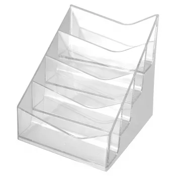 HELIT H2350802 the helpdesk stojalo za vizitke s 4 predali, prozoren polistiren, globina predala 20 mm