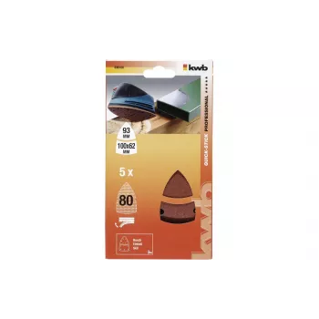 KWB 496108 delta brusni papir, zrnatost 80, 93 mm, paket 5 kosov
