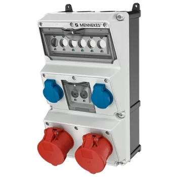 MENNEKES AMAXX stenska kombinacija vtičnic 930014, 32A 400V, 2x CEE + 2x Schuko, IP44