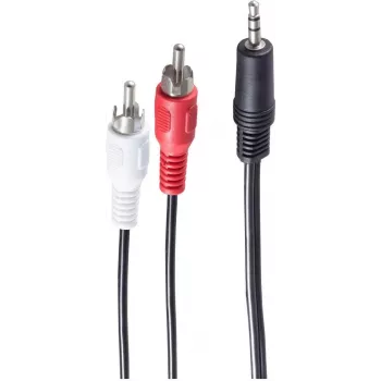 SHIVERPEAKS BASIC-S avdio kabel, 2 x RCA vtič na 3,5 mm jack vtič, 2,5 m, stereo, črn BS30832-2.5