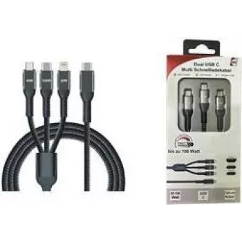 IWH USB polnilni kabel USB-C, Micro-USB, Apple Lightning, 1,2 m, črn 019057