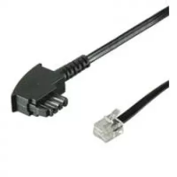 Wentronic Goobay TAE-F povezovalni kabel Universal Pin-Out, črn, 10 m - vtič TAE-F na vtič RJ11/RJ14 (6P4C) 68537