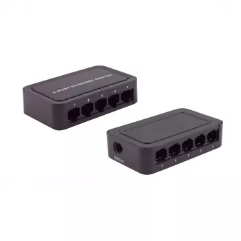SHIVERPEAKS BS08-01110 5-portno Fast Ethernet neupravljano namizno stikalo, 10/100 Mbps, črno
