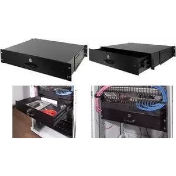LogiLink 19-palčni predal za rack 2U zaklepljiv črn (SF164B)