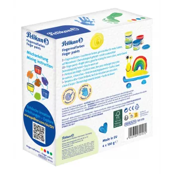 Pelikan prstne barve osnovne barve, paket 4 na vodni osnovi, dermatološko testirano, enostavno čiščenje – 1 kos (701570)