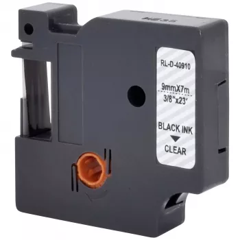 Renkforce RF-LT-D40910 združljiv etiketni trak za DYMO D1 - 40910, 9 mm, prozoren, črn, 7 m RF-6027842
