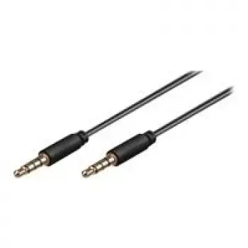 Wentronic Goobay 3,5 mm jack povezovalni kabel, črn, 2 m - 3,5 mm jack vtič (4-Pin, stereo) na 3,5 mm jack vtič (4-Pin, stereo) (63830)