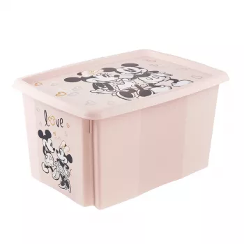 keeeper škatla za shranjevanje Karolina Minnie, 45 litrov, zložljiva in vstavljiva škatla s pokrovom, polipropilen, Nordic Pink, 1 kos 1223958124700