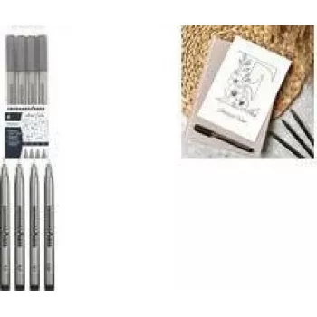 Faber-Castell EBERHARD FABER pigmentni liner črn 4-delni set (0,1, 0,3, 0,5, 0,7 mm) vodoodporen svetlobno obstojen permanenten 558104