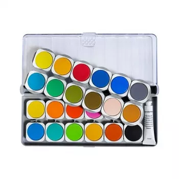 Faber-Castell Eberhard Faber Winner set pokrivnih barv, 24 svetlečih barv, prozoren snemljiv pokrov služi kot paleta za mešanje 578324