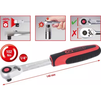 KS TOOLS 1/4 SlimPOWER preklopna raglja, 72 zob (920.1490)
