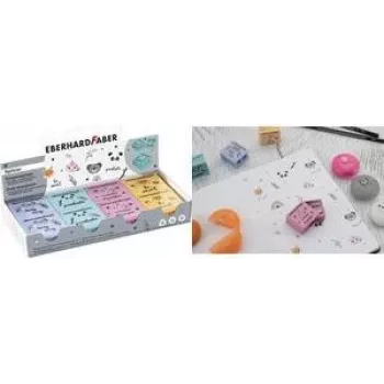 FABER-CASTELL EBERHARD FABER škatla za prikaz živalskih dvojnih šilčkov, 8 kosov, za standardne in jumbo svinčnike, plastika, sortirano 585154