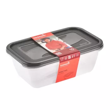keeeper fredo fresh set posod za shranjevanje živil, 2 x 3,3 L, pravokotne, prozorne s sivimi pokrovi 3068082700000