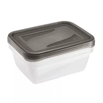 keeeper fredo fresh set posod za shranjevanje, 3x 1,25 L, pravokotne, prozorno dno s sivim pokrovom 3067582700000