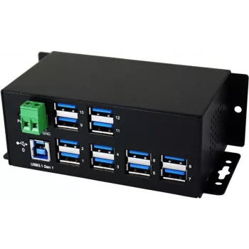 EXSYS EX-1112HMS 12-portno USB 3.2 Gen 1 industrijsko DIN-tirno stikalo