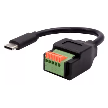 EXSYS USB-C vtič na 5-Pin terminalni blok adapter kabel s tipko, USB 2.0, 15 cm EX-49123