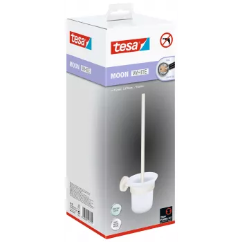 tesa MOON WHITE set WC krtače in držala, samolepilni, kovina, mat bela 40571-00000-00