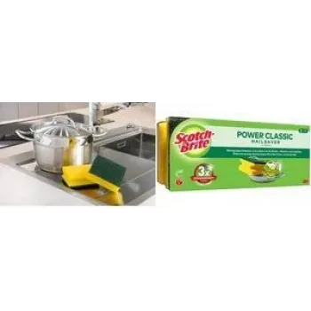 Scotch-Brite Classic goba za lonce, 3 paket, izjemno močna netkana vlakna, trak za oprijem prijazen do nohtov 34-2000-0254-0