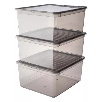 keeeper bea set shranjevalnih škatel, 3x 18 L, kristalno siva, pokrov Air-Control 3003182700000