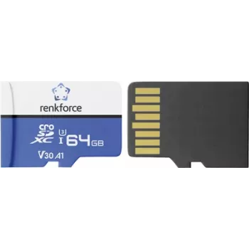 Renkforce RFEmSD64 microSDXC 64 GB A1 V30 U3 Class 10 pomnilniška kartica z SD adapterjem RF-7488704
