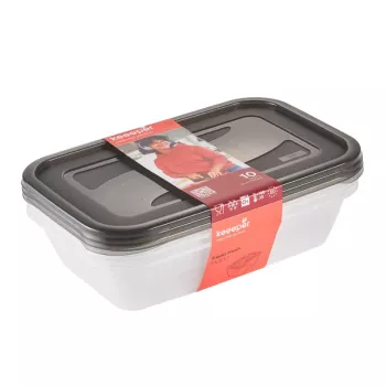keeeper fredo fresh set posod za shranjevanje, 3 x 2,4 L, pravokotne, prozorne s sivimi pokrovi 3067982700000