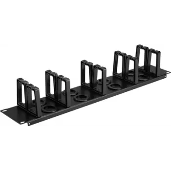 Renkforce RF-7116968 19-palčni rack panel za upravljanje kablov 2U 360° vrtljiva držala kablov črna