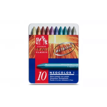 Caran d'Ache Neocolor I Metallic voščene barvice, set 10, okrogle s papirnatim ovojem 7004.310