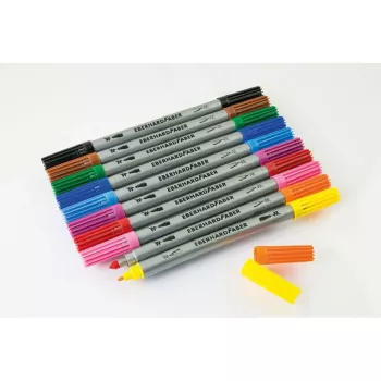 Faber-Castell Eberhard Faber COLORI set flomastrov z dvema koncema, 10 različnih barv, 2,0 mm fina & 3,0-4,0 mm široka konica, kartonska škatla 550010
