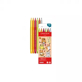 Caran d'Ache Fibralo Kawaii Animals flomastri, 6 kosov, črnilo na vodni osnovi, akvarelni učinek 185.803