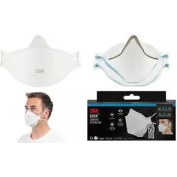 3M Aura 9320+ FFP2 maska za zaščito dihal brez izdihovalnega ventila, 3-delna zložljiva maska, bela, 1 paket 9320-5