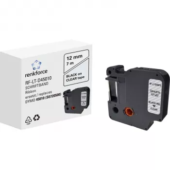 RENKFORCE RF-LT-D45010 združljiv trak za označevanje DYMO D1 12mm prozoren črn na 7m RF-6027820
