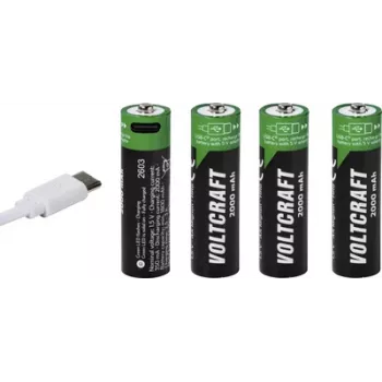 VOLTCRAFT AA Mignon Li-Ion baterija 2000 mAh 1,5 V, paket 4 kosov s funkcijo polnjenja USB-C (VC-17275570)