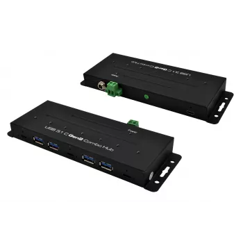 EXSYS EX-1247HMVS 7-portni industrijski USB 3.2 Gen 2 hub z montažo na DIN letev