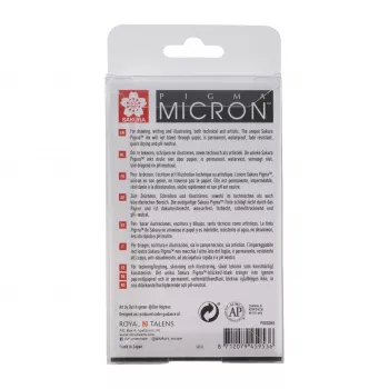 SAKURA Pigma Micron set finelinerjev, 8-delni, črn, različne velikosti konic od 0,15 mm do čopiča POXSDK8